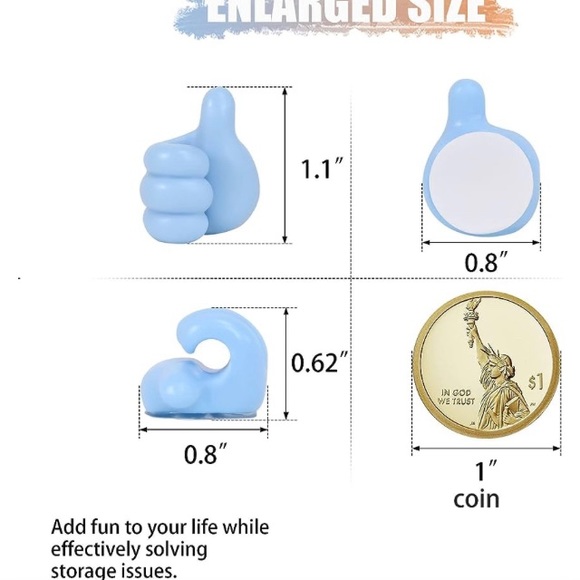 5-Self Adhesive Silicone Thumb Hooks, Multifunction Thumb up various colors - Picture 5 of 12